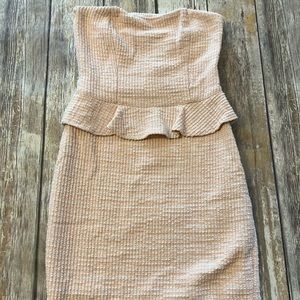 ZARA Trafaluc Size XS Dress Strapless Peach Peplum Style